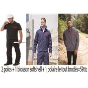 ensemble batiment softshell polaire polos brodés