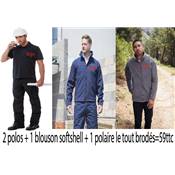ensemble batiment softshell polaire polos brodés