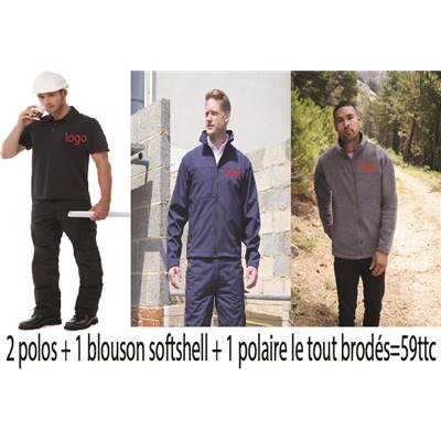 ensemble batiment softshell polaire polos brodés